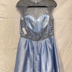 Elegant Light Blue Beaded Dress